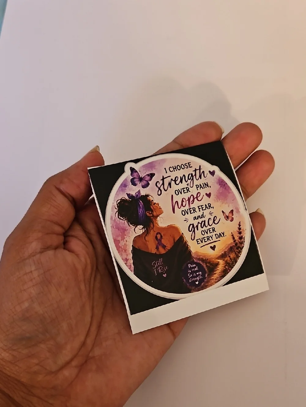Handmade Chronic Pain Warrior Vinyl Sticker Hope Over Fear Purple Butterfly 3x3 - Picture 10 of 17